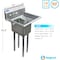 Amgood Stainless Steel 1 Compartment Utility Sink with 10 in. Right Drainboards and Faucet SINK 101410-10R - NO FAUCET - alternate 6